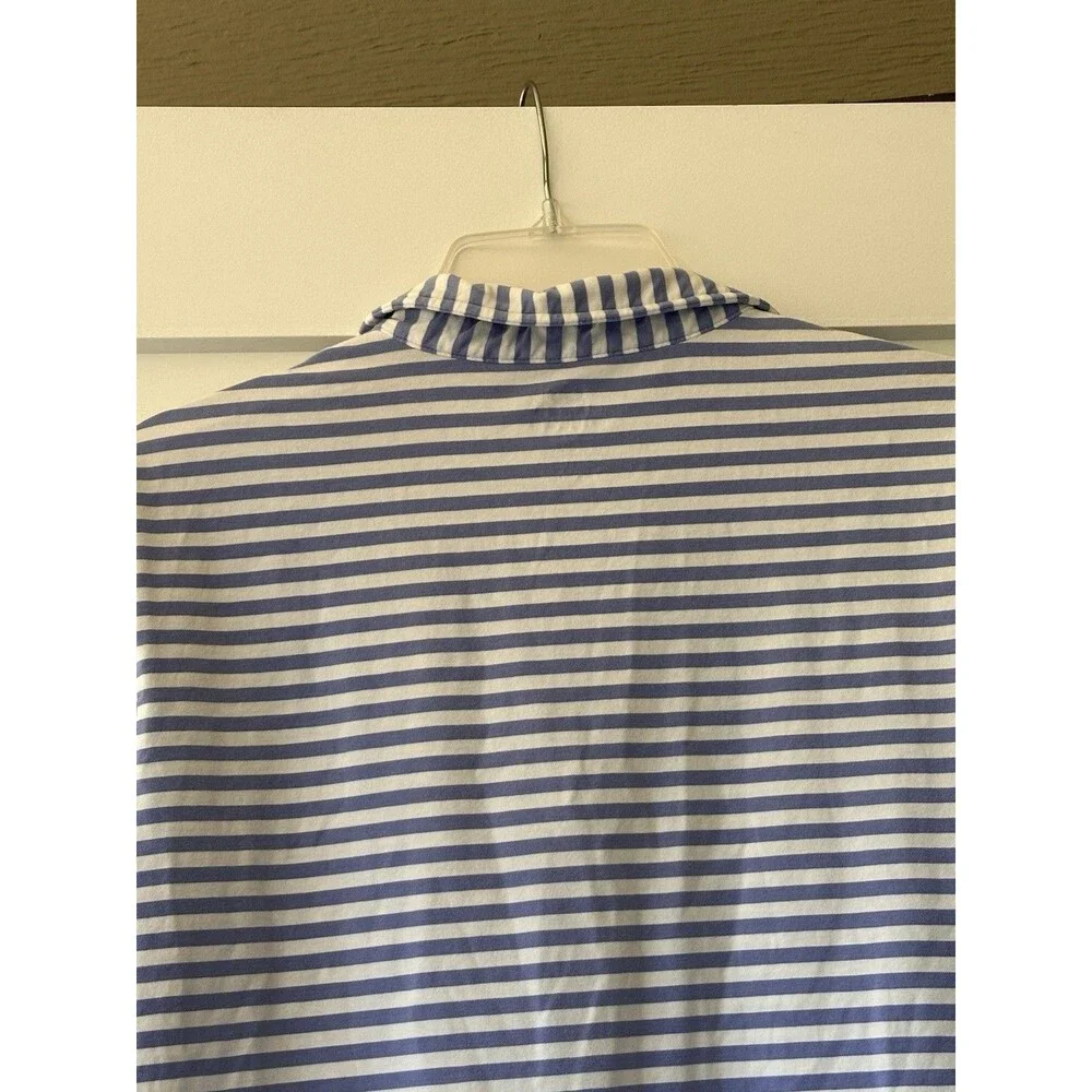 Peter Millar Youth XL Seaside Wash Blue and White Stripe Classic Polo Shirt 2016